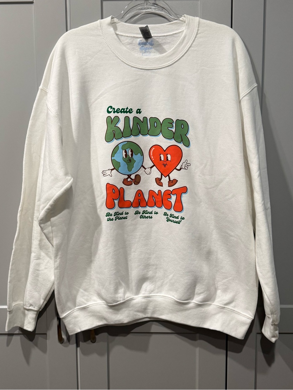 Othr White Crewneck Sweatshirt with Green and Orange Graphic
